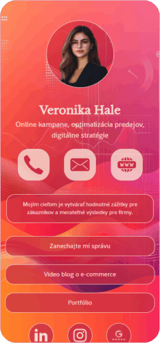 Ukážka digitálneho profilu vo farebnej šablóne Vivid Momentum s moderným dizajnom